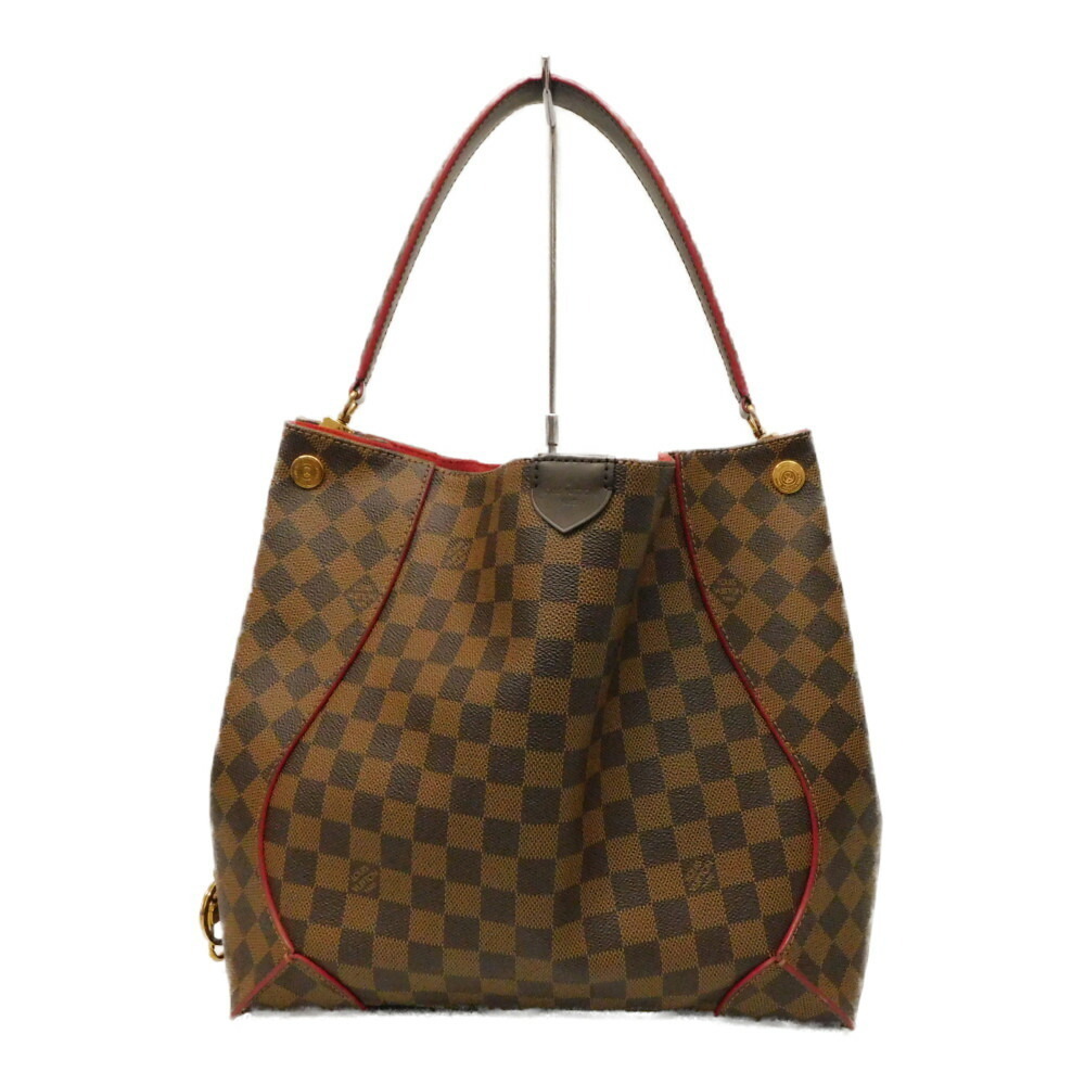 Louis Vuitton Kaisa Hobo Damier Ebene Brown Red Coated Canvas One Shoulder Bag